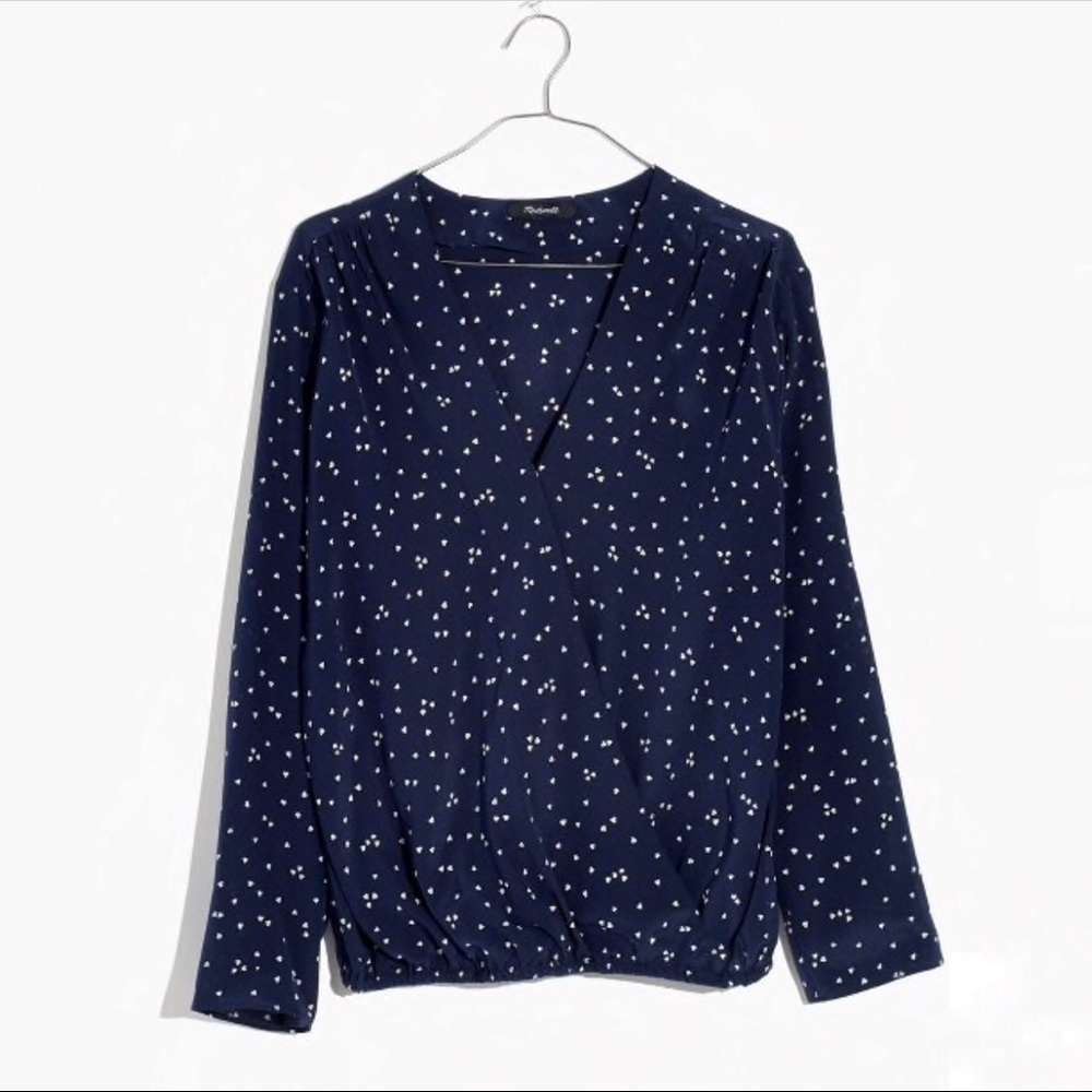 MADEWELL Silk wrap-front top in heart flip